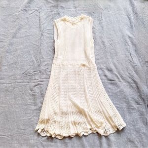 NEW! $890 RED VALENTINO Crochet Ribbon Dress sz S White Lace Cotton Lined